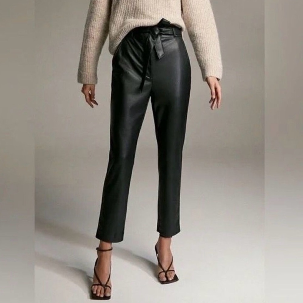 Aritzia Babaton black leather belted pants